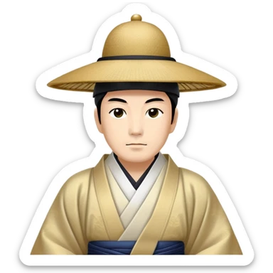 Japanese emperor in Edo period attire, ho robe and kanmuri hat, dignified expression sticker