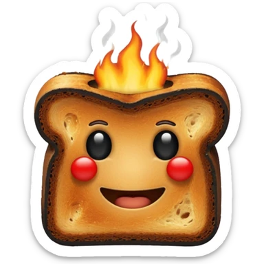 a piece of black burning toast sticker