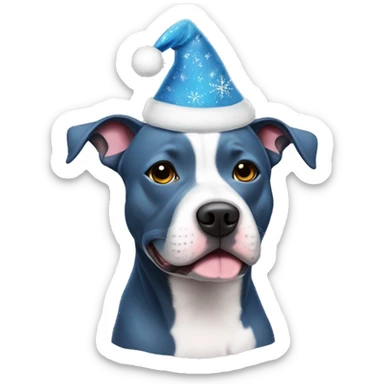 Blue staffy in Xmas hat sticker
