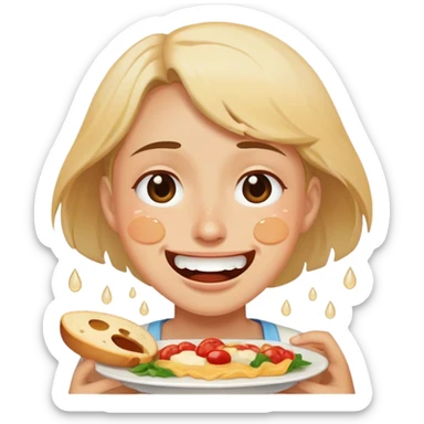 Happy tears and hungry emoji with food sticker