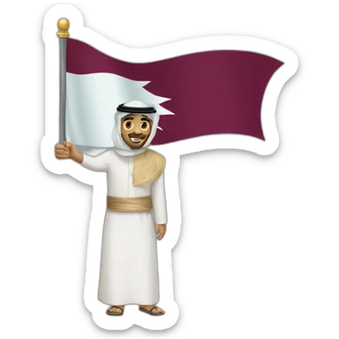 Arabic men holding Qatar flag sticker