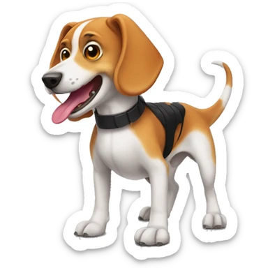 Beagle wearing a dinosaur costume sticker