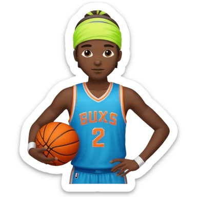 Basketball guy with neon headband, hold ball sticker