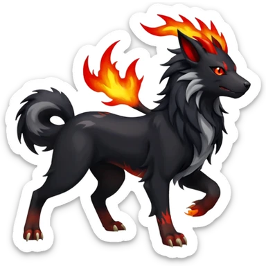 Shiny Exotic Excessive Mysterious Houndoom-Mightyena-Pokémon-Fakémon-hybrid-creature (full body) sticker