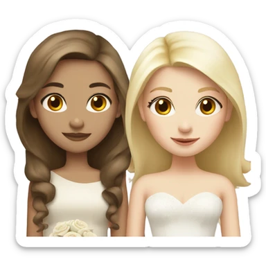 pale girl with brown hair marrying blonde girl sticker
