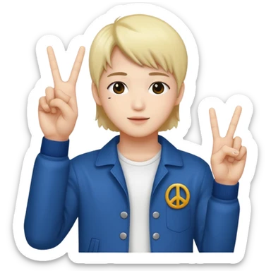 K-pop idol holding the peace sign sticker
