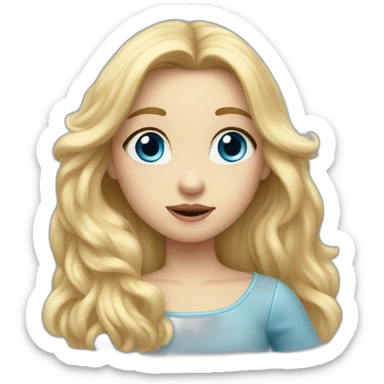 Blond long haired girl with big blue eyes blowing a kiss sticker