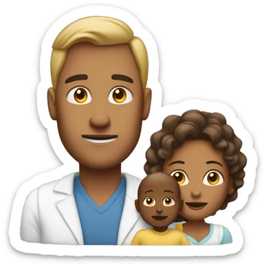 White mom dad and baby sticker