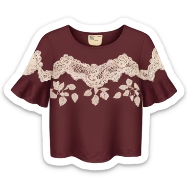 Cute burgundy top with lace  sticker