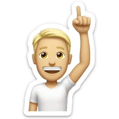 white male smailing one arm up sticker