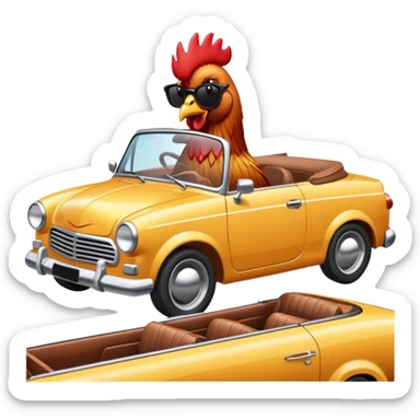 rooster in a convertible car sticker