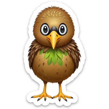 Kiwi bird on two feet longer beak qnd more round sticker