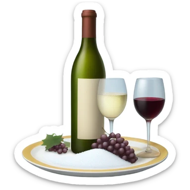Wine bottle and plate of snow sticker