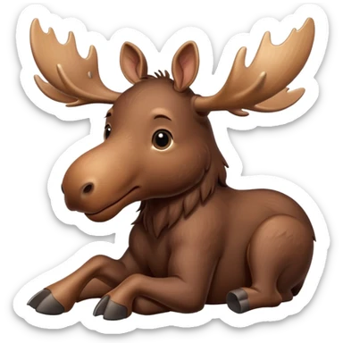 A high-resolution digital illustration of a baby moose in a clean, semi-realistic style. The baby moose is shown facing sideways head tilted  sticker