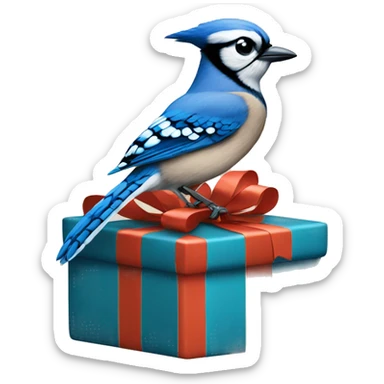 Blue Jay on a Present sticker