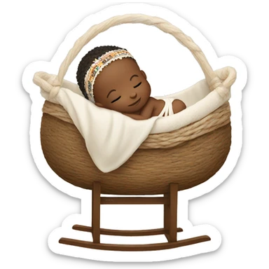 white newborn in boho cradle sticker