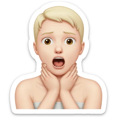 person choking self hands crossed around neck with mouth open  sticker
