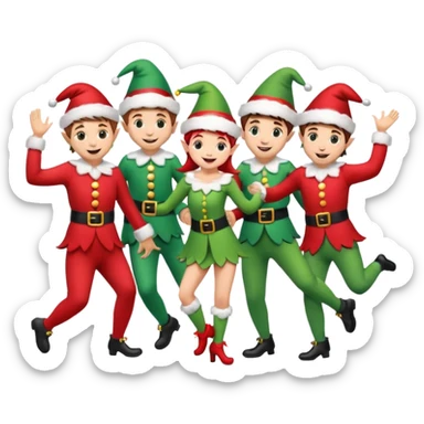 multipal dancing male and female Christmas elves  sticker