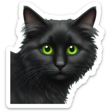 Angora curious black cat with green eyes sticker