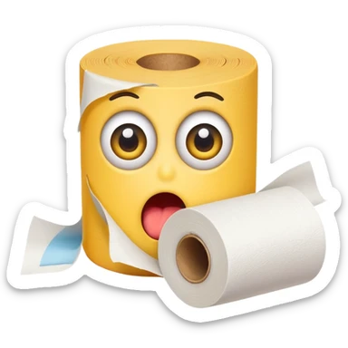 funny emoji with a toilet paper roll and a shocked face sticker