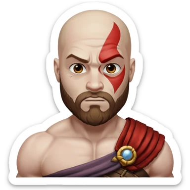 Kratos skin whiter Without beard sticker