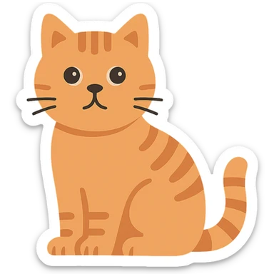 flat design style red-haired British cat sticker