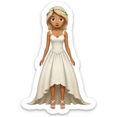 woman ripped wedding dress standing on foot sticker