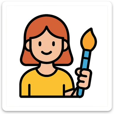 A girl holding a brush sticker