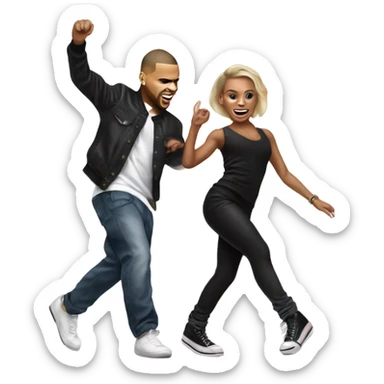 Hyper Realistic Chris Brown  dancing with his backing dancer Taylor sticker