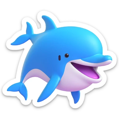 3D emoji of a dolphin mostly submerged, only the fin and part of the head visible sticker