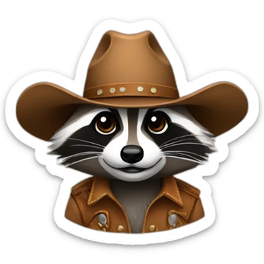 raccoon in a cowboy hat sticker