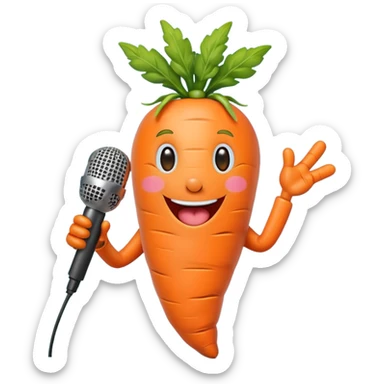 singing carrot with microphone sticker