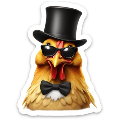Chicken wearing sunglasses and tophat sticker