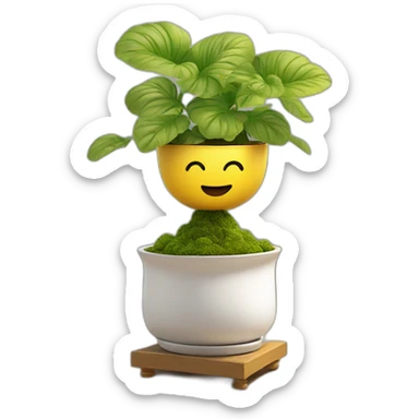 divine plant in a golden flower pot on a stand with four feer sticker