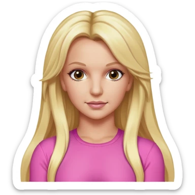 Britney Spears long blonde hair, pink outfit sticker