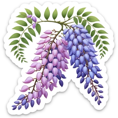 blue and pink wisteria sticker