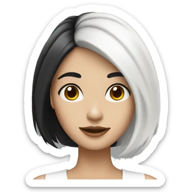 Woman who has white skin and half black hair and half White hair  sticker