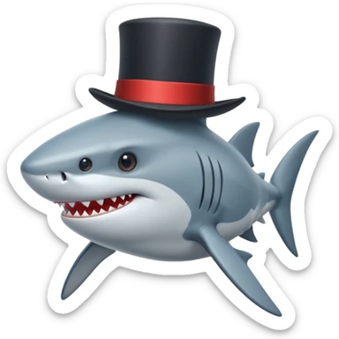 Shark with a top hat sticker