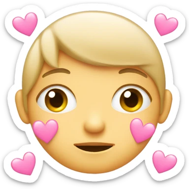 Shy face with pink hearts sticker
