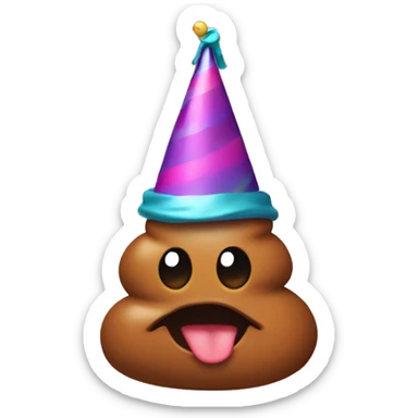 A poop with a party hat sticker