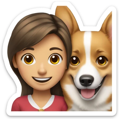 Corgi next to spanish smiling girl sticker