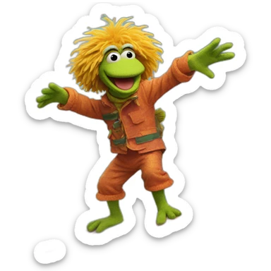 fraggle surfing on a wave sticker