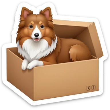 Shetland sheepdog in a box sticker