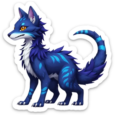Kawaii dark edgy fantasy feline-vernid-sergal-fursona animal creature with a tufted tail full body with intricate markings  sticker
