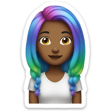 Girl with rainbow hair  sticker