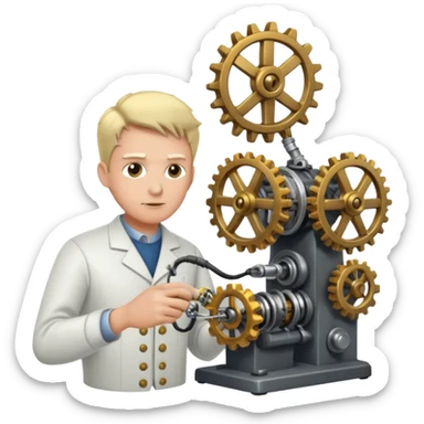 inventor creating a machine sticker