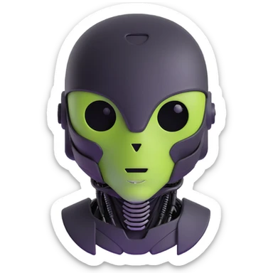 half robot half alien with face mask sticker
