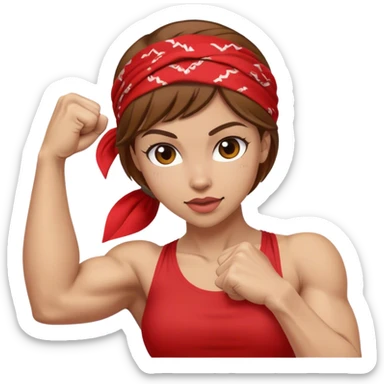 Light skin and brown hair with red bandana Rosie the Riveter shows biceps sticker