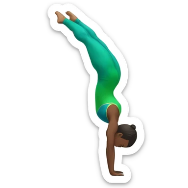 gymnast in a handstand wearing a blue and green leotard sticker