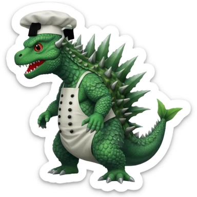 Godzilla that looks like the movies with a chef hat sticker